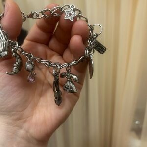 Silver Charm Bracelet with Musical and Telephone & Heart Charms